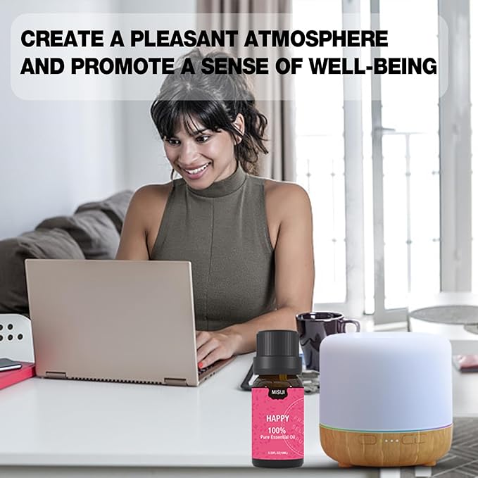 Well-Being Essential Oils Set-Essential Oils for Diffuser for Home,Essential Oils Diffuser Scents for Skin,Aromatherapy,Laundry,Candle&Soap Making,Humidifiers 6 X 10ML