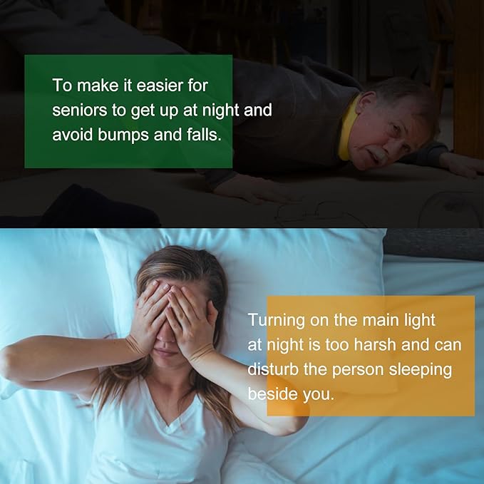 Vansky Motion Activated Bed Light, Flexible LED Strip Motion Sensor Night Light Bedside Lamp Illumination with Automatic Shut Off Timer (Warm Soft Glow)-Dual Light Strips Kit