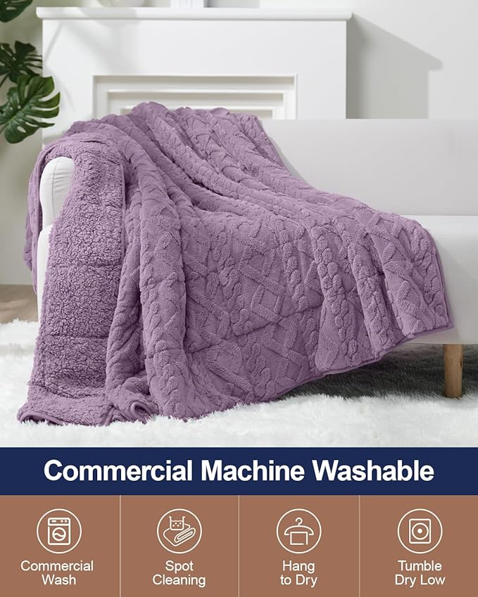 Super Fuzzy Soft Sherpa Fleece Weighted Blanket, 15 lbs Dual Sided Fluffy Heavy Weighted Blankets for Adults - No Bunching with Double Layers of Soft Inner Lining (48"x 72", 15 Pounds)