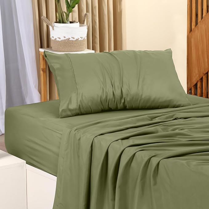 Utopia Bedding Twin Bed Sheets Set - 3 Piece Bedding - Brushed Microfiber - Shrinkage and Fade Resistant - Easy Care (Twin, Olive)