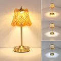 Small Table Lamp with 5200mAh Battery & Touch Control - 3 Adjustable Color Temperatures, Dimmable Rechargeable Table Lamps for Living Room, Bedroom, Bedside (Amber Rose)