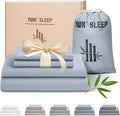 TWK Luxury Sheet Set, Genuine 100% Viscose Derived from Bamboo, Cooling & Breathable, Silky Soft, Bedding Sheets & Pillowcases (Sterling Blue, Full)