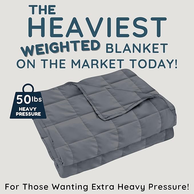 HomeSmart 50lbs Weighted Blanket Queen Size – Heavy Pressure, Ultra Soft Hypoallergenic Fabric – The Heaviest Weighted Blanket, 92x88, Grey