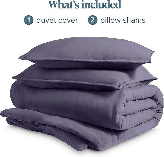 Bare Home Microfiber Duvet Cover Set - Ultra Soft Washed Microfiber - Oversized Queen Size - Linen-Like Look - Easy Care - Breathable Fabric - Our Softest Duvet Cover Set (Dusty Purple)