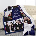 Custom Sherpa Fleece Blanket with Photos and Text - Soft Warm Fuzzy Personalized Couples Gift for Boyfriend Girlfriend - Customized Picture Blanket for Birthday Anniversary Christmas