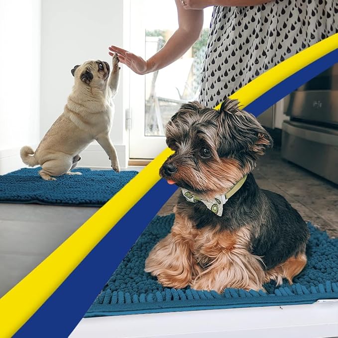 Muddy Mat® | Super Absorbent Door Mat Indoor, Microfiber Quick Dry Chenille Entryway Rug, Non-Slip Front Door Mat, Indoor Mats for Entryway, Machine Washable Pet Rug, Atlantic Blue XXXL 72"X48"