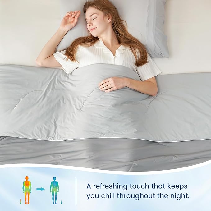 Cozy Bliss Cooling Comforter King Size Dual-Sided, Ultra-Soft Cooling Blankets for Hot Sleepers and Night Sweats, Breathable Lightweight Silky Smooth, Cool Grey