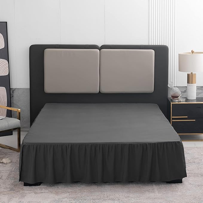 Black Bed Skirt King Size Ruffled Bed Skirt with Split Corners, King Bed Skirt 14 Inch Drop, King Size Bed Skirt Black for Ruffled Bed Skirt with Split Corners, Bed Skirt King Size