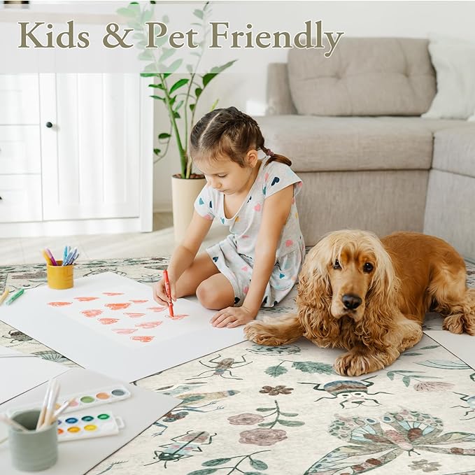 Lahome Insect Entryway Rug, 2X3 Soft Washable Kitchen Rug Non-Slip, Ultra-Thin Door Mat Indoor Entrance Stain Resistant Small Throw Carpet for Bathroom Bedroom(2x3ft,Beige)