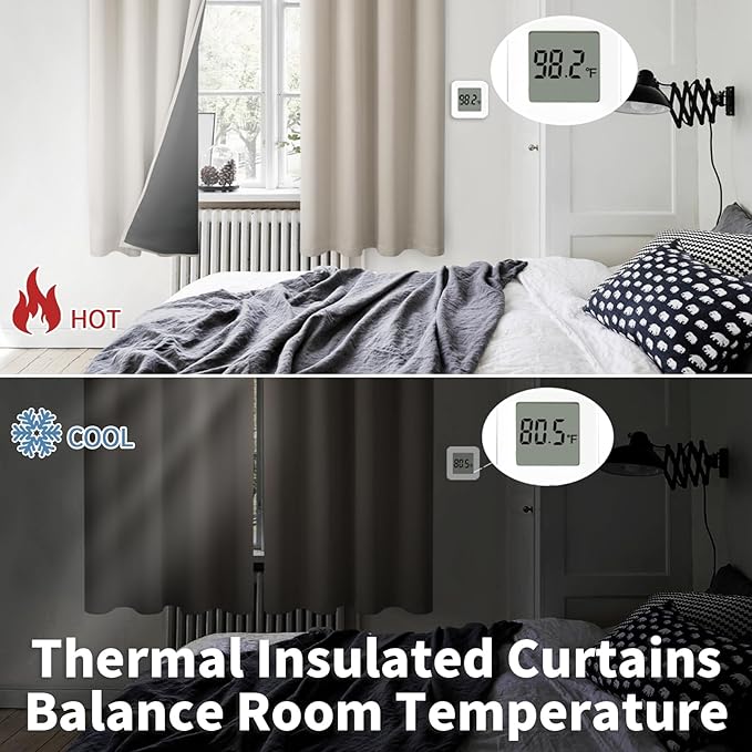 BGment Thermal Insulated 100% Blackout Curtains for Bedroom with Black Liner, Double Layer Full Room Darkening Noise Reducing Grommet Curtain (42 x 63 Inch, Cashmere, 2 Panels)