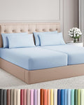 Split King 7 Piece Sheet Set - Cooling & Breathable - Hotel Luxury Bedding, Includes Fitted Sheets for Women, Men, Kids & Teens - 1 Flat, 2 Fitted Sheets, 4 Pillowcases with Deep Pockets - Sky Blue