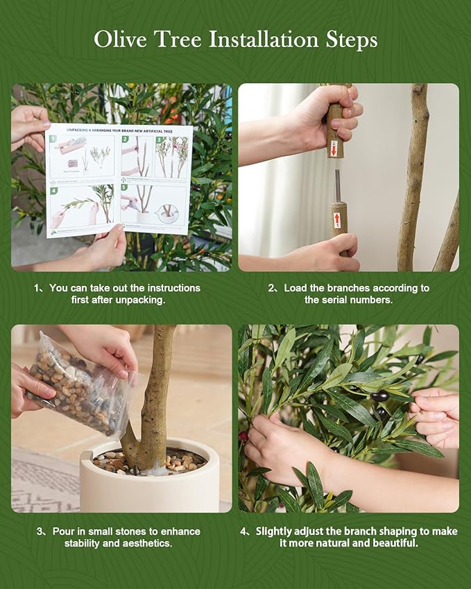 Olive Tree 5FT Fake Tree Faux Plants Indoor with Pot Artificial Tree Nearly Natural Olive Branches and Fruits for Living Room Home Office Decorations