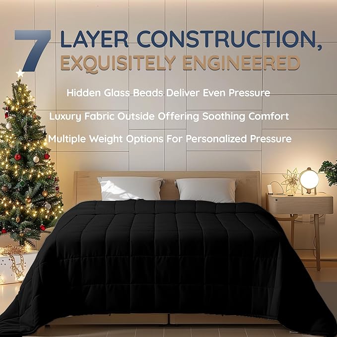 HomeSmart Weighted Blanket 40lbs, Queen Size, Extra Heavy Weighted Blanket for Adults, Black