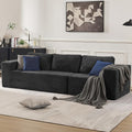 106" 3-Seater Sofa, Cloud Modular Sofa with Certified Foam, Upholstered Floor Sofa with Deep Seat, Upholstered Sofa for Bedroom Living Room, No Assembly Required (Plush Corduroy Fabric, Black)