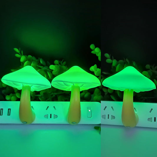 AUSAYE 3 Pack Sensor LED Night Light Plug in Lamp Mushroom Night Light for Adults Kids NightLight Bedroom,Bathroom,Toilet,Hallway,Stairs,Kitchen,Basement Green