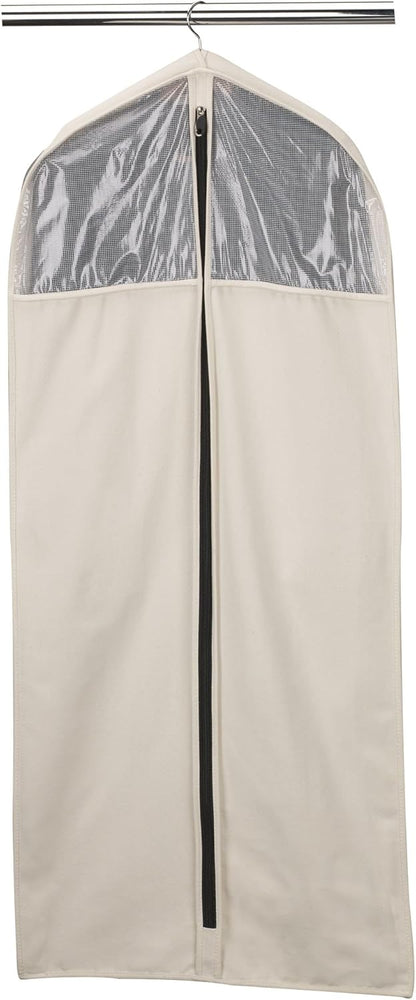 Household Essentials 3392-1 Cedarline Collection Hanging Garment Bag | Dress and Suit Protector | Natural Cotton Canvas,Off-White