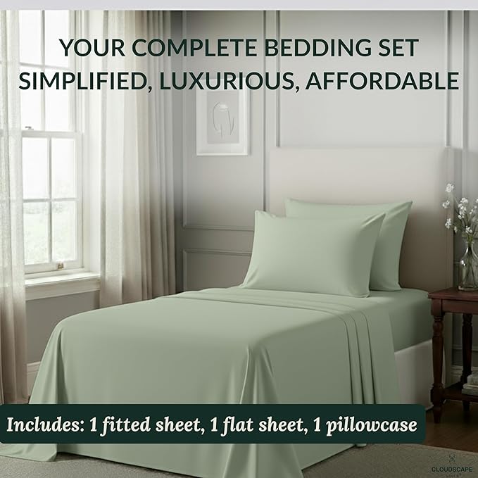 Egyptian Cotton Twin XL Size Sheets Set, Mineral