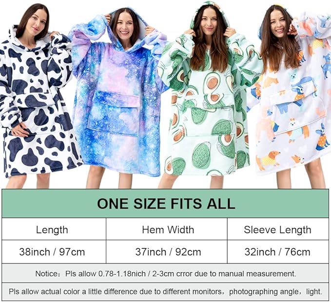 Wearable Blanket Hoodie for Adult,Oversized Sherpa Fleece Blanket Hoodie for Women Men,Galaxy