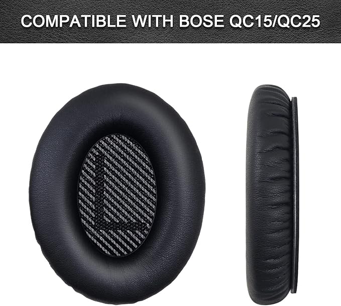 Replacement Ear Pads for Bose QuietComfort 35 35 II 15 25(qc 35 25 15/QC35 ii), Headphone Ear Covers, High Density Memory Cotton, Soft Leather, Adaptive Noise Isolation Headphones Pads Cushions