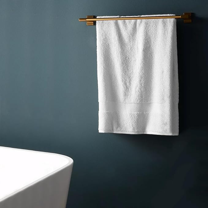 Delara 100% Organic Cotton Towel Set, 4-Piece: 1 Bath Towel, 1 Bath Sheet, 1 Hand Towel, 1 Wash Cloth - White, Quick Dry, Plush, GOTS Certified