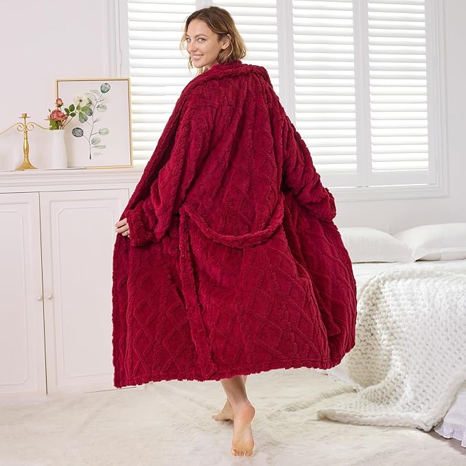 MIZZEO Microfiber Robes for Women, Cozy Soft Warm Plush Women Robe Plush Long Bathrobe