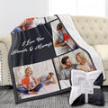 Custom Sherpa Fleece Blanket with Photos & Text - Soft, Warm & Fuzzy Personalized Couples Gifts for Boyfriend & Girlfriend - Customized Picture Blanket for Birthday, Anniversary & Christmas