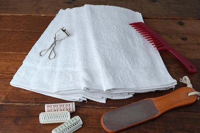 Basic Hand Towels 16x26 Inches – Bulck Pack of 24 – White Color – Soft and Absorbent Multipurpose Cotton Towels for Bathroom, Spa, Gym, Salon, Hotel, and Everyday Use
