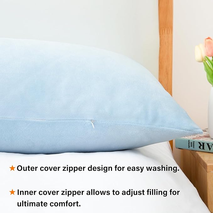 Body Pillow, Memory Foam Body Pillows for Adults Sleeping, Long Pillow for Bed, Big Large Firm Full Body Pillow for Side Sleeper, 20x54 Inch, Light Blue