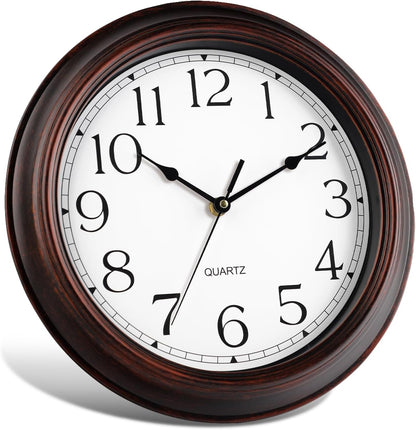 Wall Clock 10 Inch Battery Operated Silent Non-Ticking Wall Clock Vintage Retro Rustic Style Decorative for Bedroom Living Room Kitchen Home Office (Bronze)