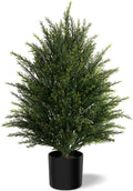 Mavis's Diary Artificial Topiary Ball Tree, Indoor Realistic Faux Boxwood Bush Potted Plants, Outdoor Fake Shrubs Cedar Evergreen Plants for Home Living Room Front Porch Decor (1, 2ft)
