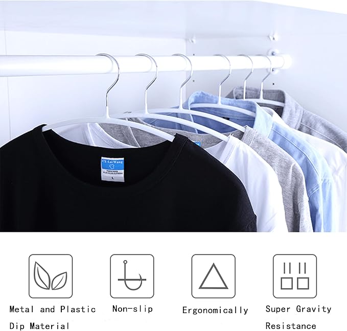 Gold Hangers 20 Pack - Heavyduty Non Slip Slimline Suit Jacket T Shirt Hangers - Space Saving (White)