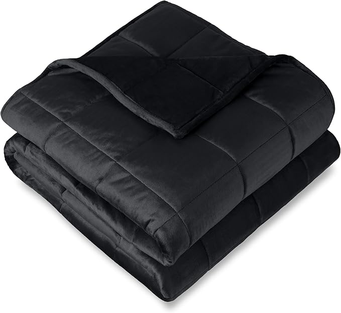 Bare Home Weighted Blanket King Size 30lb (80" x 87") for Adults - Minky Fleece - Premium Heavy Blanket Nontoxic Glass Beads (Black, 80"x87")
