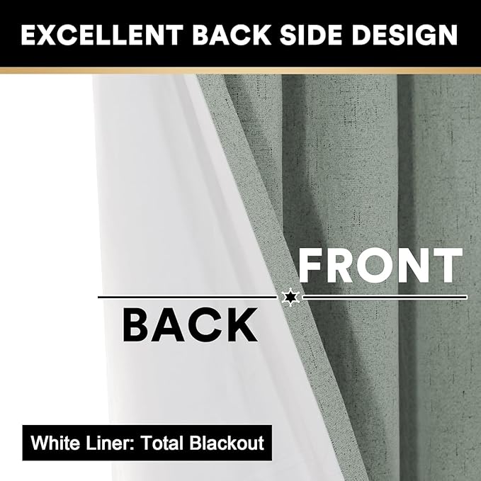 PrinceDeco Blackout Sliding Glass Door Curtain Extra Wide Patio Door Curtains for Sliding Glass Door Thermal Curtains Room Divider Drapes for Living Room/Bedroom,100 X 96 Curtains,Green Bay