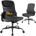 Office Chair, Mesh Ergonomic Desk Chairs, Lumbar Support, Adjustable Height, Armless, Swivel Function and Smooth-Rolling Wheels for Home, Office and Gaming (Black)
