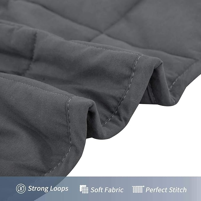 Smart Queen Weighted Blanket for Adults,(48"x72",10lbs Grey) Full Size Soft Cooling Heavy Blanket for Sleeping, Breathable Blanket with Glass Beads Perfect for 80-120 lbs,All Season,Machine Washable