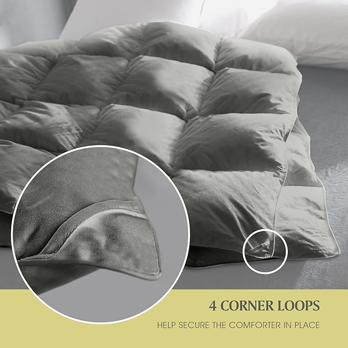 Farm to Home Down Alternative Comforter King Size Organic Cotton Duvet Insert Hotel Collection Hypoallergenic Comforter Machine Washable Comforter 108 x 98 for All Season, Gray