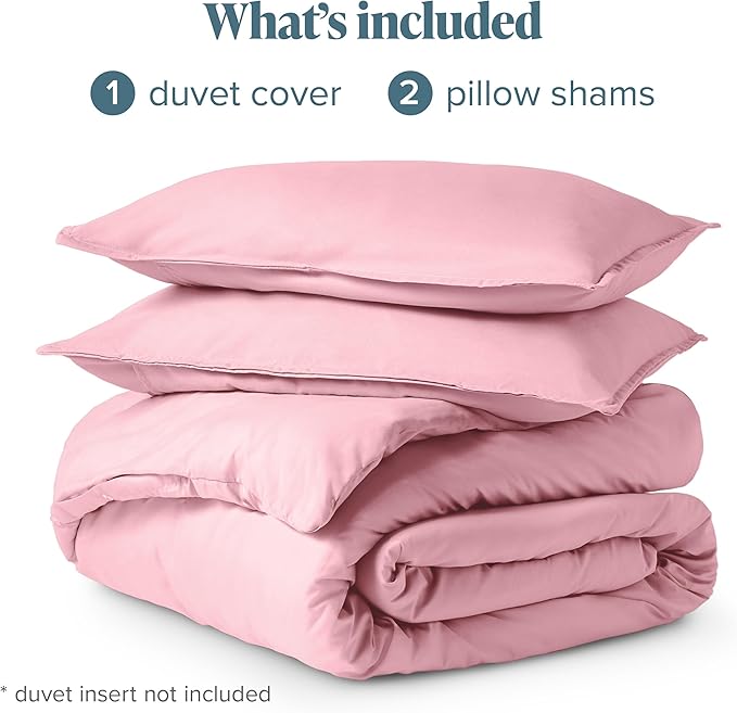 Bare Home Bedding Duvet Cover Queen Size - Premium 1800 Super Soft Collection - Lightweight, Cooling - Soft Breathable Bedding Duvet Cover (Queen, Light Pink)