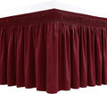 Biscaynebay Wrap Around Bed Skirts for Queen Beds 14" Drop, Burgundy Adjustable Elastic Dust Ruffles Easy Fit Wrinkle & Fade Resistant Silky Luxurious Fabric Solid Machine Washable