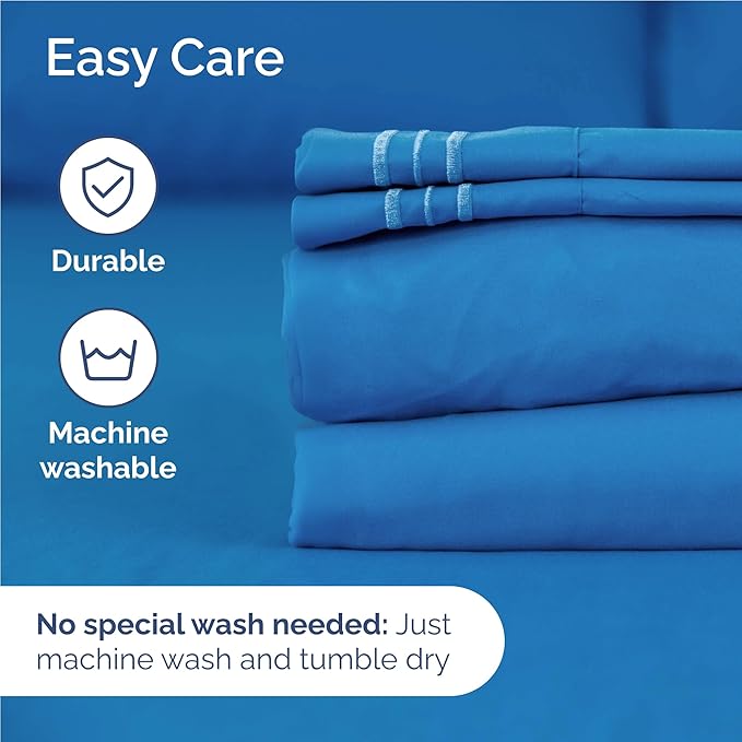 Full Size 4 Piece Sheet Set - Comfy Breathable & Cooling Bed Sheets Set - Hotel Luxury Bedding for Women, Men, Kids, Teens, Boys & Girls - Deep Pockets, Soft and Wrinkle Free - Oeko-Tex - Royal Blue