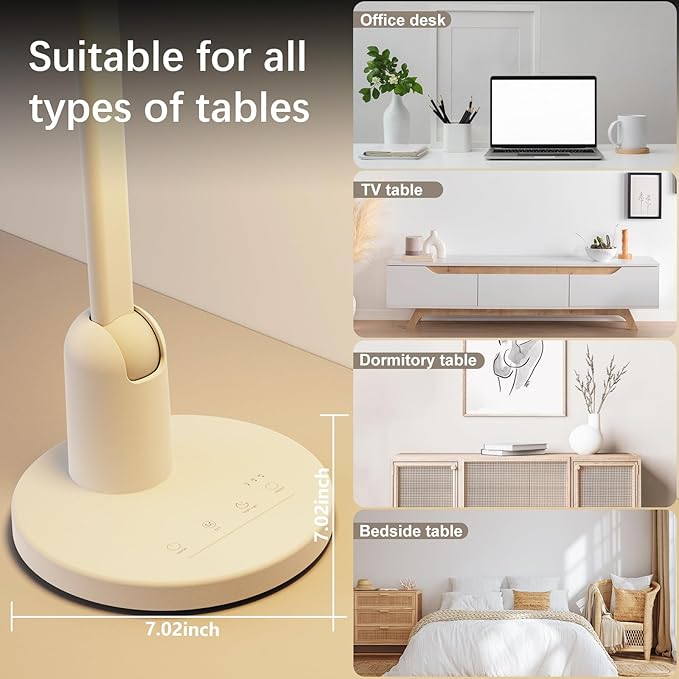 Desk Lamps for Home Office with Stable Base, 1000LM Ultra Bright Eye-Caring Desk Light, 3000K-6000K Dimmable Table Lamp with Stepless Dimming & Timing Function for Work, Reading, Bedroom