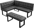Modern L-Shaped Dining Bench, Vintage Fabric Upholstered Corner Sofa with Metal Legs for Kitchen Nook, Living Room, Dining Room (Right Seat)