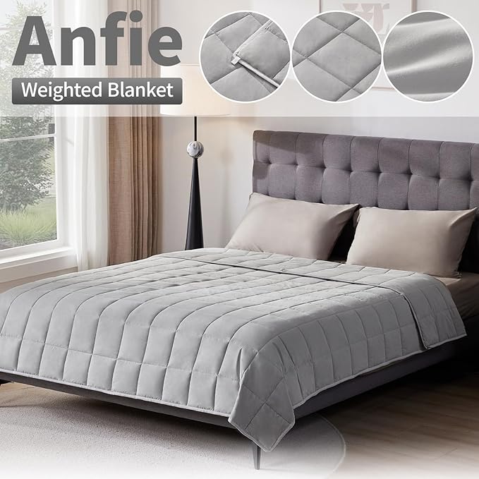 Weighted Blanket Queen/King Size (80"x87" 20lbs),Ultra Soft and Cozy Cooling Weighted Blanket for Adult,Heavy Blanket with Machine Washable Soft Blanket, Stone Grey