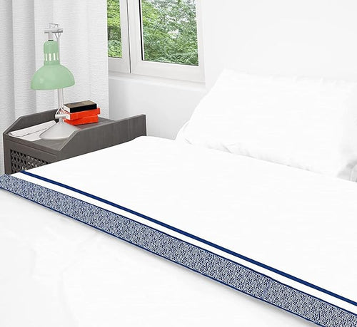 1000 TC Embroidered Duvet Cover Queen Size Set 100% Egyptian Cotton - Luxurious 1 Comforter Cover 2 Pillow Shams - 3 PC Quilt Cover Hotel Quality Long Staple Bedding (White & Navy Blue)