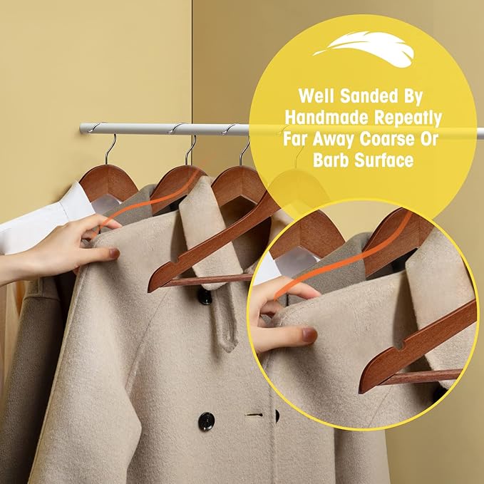 Wooden Hangers - 30 Pack - Clothes Hanger for Daily Used,Heavy Duty Wood Hangers with Precisely Cut Notches,Coat Hanger for Closet, Clothes Hangers for Shirt Suit Dress (Walnut)