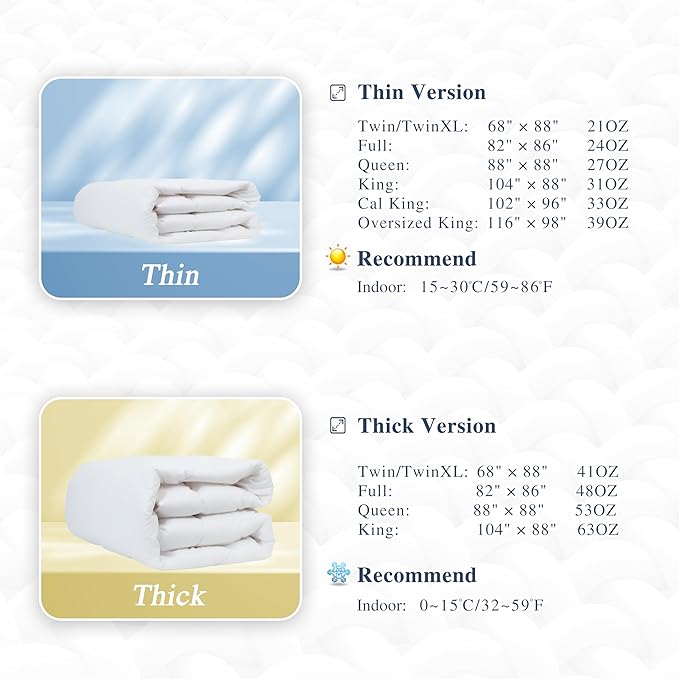 sunflower Down Alternative Oversized King Size Lightweight 100% Cotton Shell Bedding Comforter Blanket for Hot Sleepers 98"x116" with Corner Tabs Soft Breathable Machine Washable