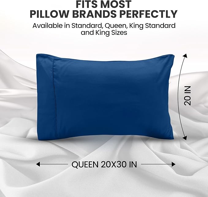 Pillow Covers by Utopia Bedding - Queen Size 2-Pack – Soft Brushed Microfiber – Perfect for Hospitals, Hotels, Guest Rooms – Oeko-TEX Certified, 20x30 Inches (Blue Dusk)