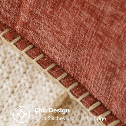 MIULEE Pack of 2 Fall Couch Throw Pillow Covers 12x20 Inch Burnt Orange Farmhouse Decorative Pillow Covers with Stitched Edge Soft Chenille Solid Dyed Pillow Covers for Sofa Bed Living Room