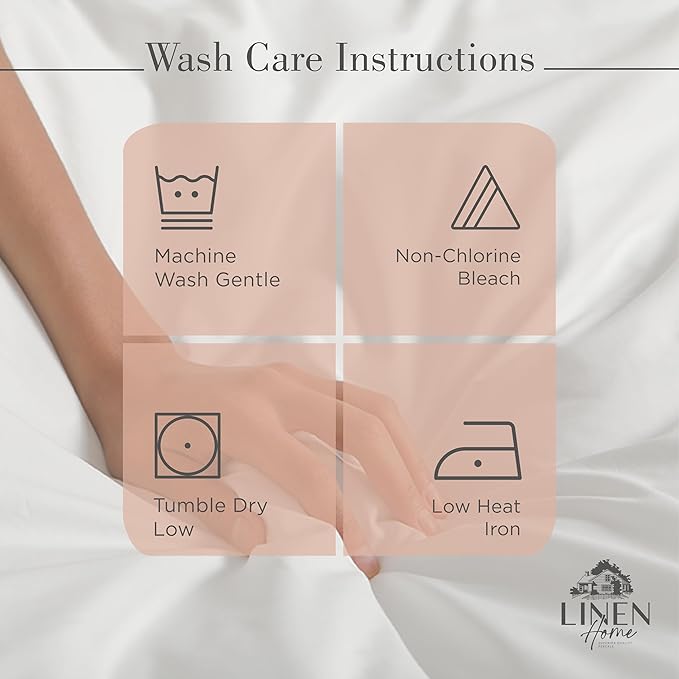 Linen Home 100% Cotton Percale Sheets King Size, Tera Clay, Deep Pocket, 4 Pieces Set - 1 Flat, 1 Deep Pocket Fitted Sheet and 2 Pillowcases, Crisp Cool and Strong Bed Linen