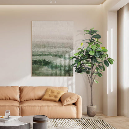 Faux Fiddle Leaf Fig Tree 7ft - Artificial Ficus Lyrata Plant in Pot - Fake Fig Tree for Indoor Modern Home House Office