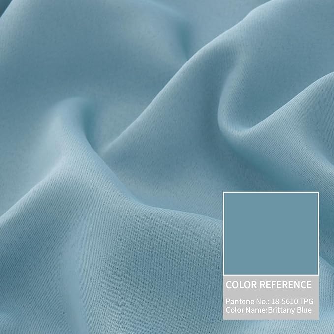 BGment Thermal Insulated 100% Blackout Curtains for Bedroom with Black Liner, Double Layer Full Room Darkening Noise Reducing Grommet Curtain (42 x 63 Inch, Greyish Blue, 2 Panels)
